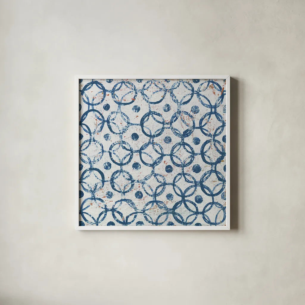 Maki Tile XII by Kathrine Lovell. Shown in a crisp white glass frame for a clean and minimalist style. Available as an archival giclee rolled canvas, fine art paper, or poster print. SKU 24428a.