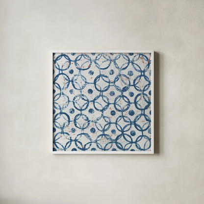 Maki Tile XII by Kathrine Lovell. Shown in a crisp white glass frame for a clean and minimalist style. Available as an archival giclee rolled canvas, fine art paper, or poster print. SKU 24428a.