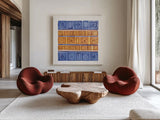 Mix and Match II by Kathrine Lovell. Shown as extra-large giant wall art in a modern living room. Available as an archival giclee rolled canvas, fine art paper, or poster print. SKU 84976a.