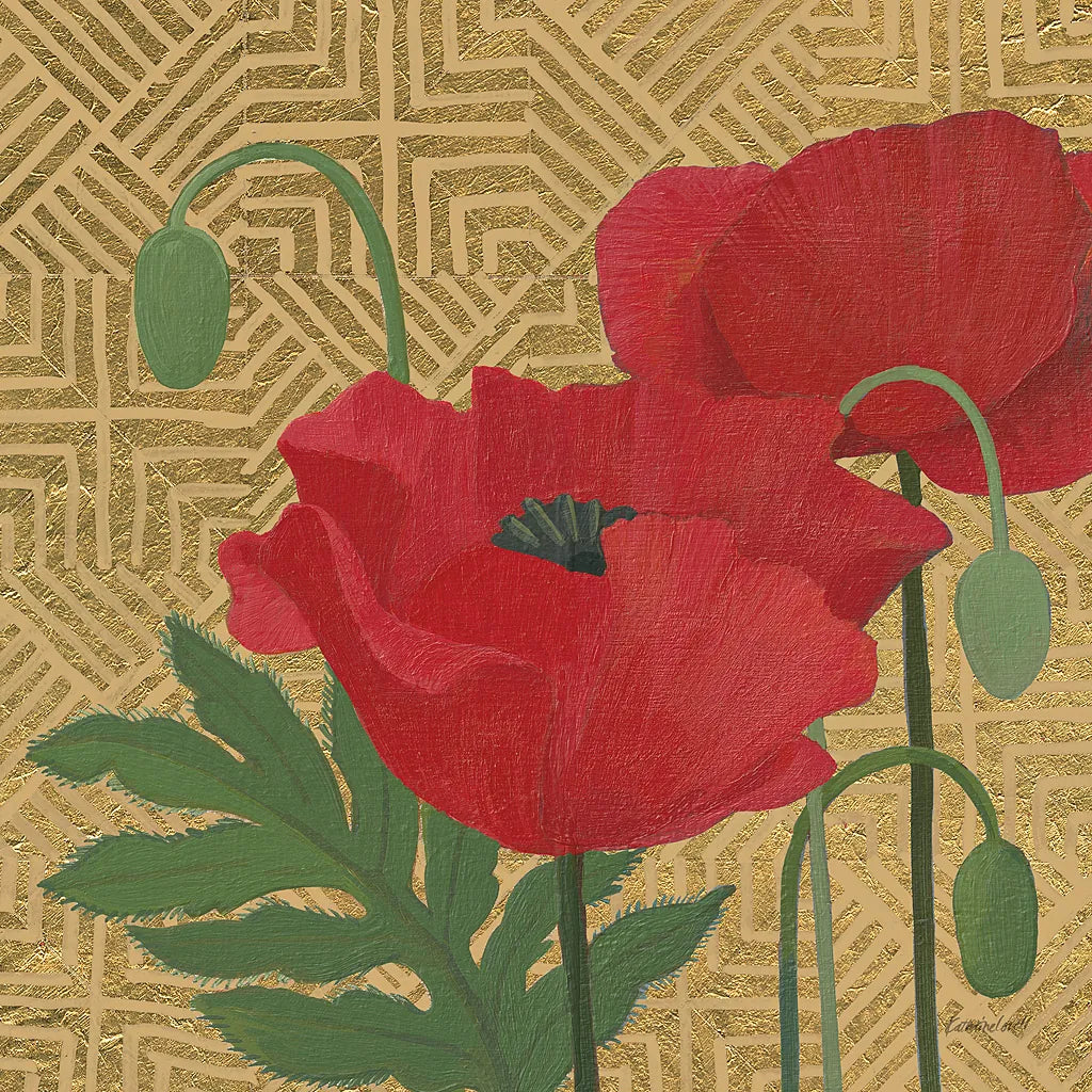 More Poppies with Pattern by Kathrine Lovell. SKU 29735a. Archival Giclee Fine art print for wall decor.