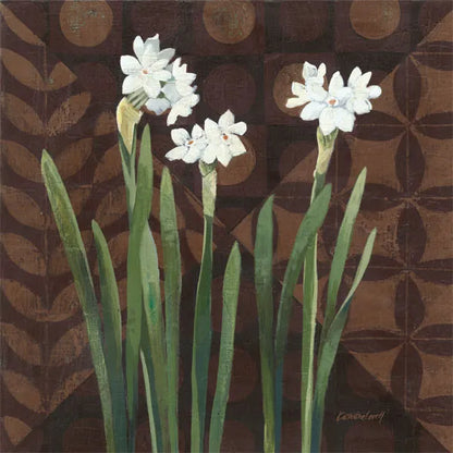 Narcissus on Brown I by Kathrine Lovell. SKU 9136a. Archival Giclee Fine art print for wall decor.