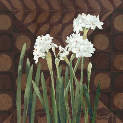 Narcissus on Brown II by Kathrine Lovell. SKU 9137a. Archival Giclee Fine art print for wall decor.