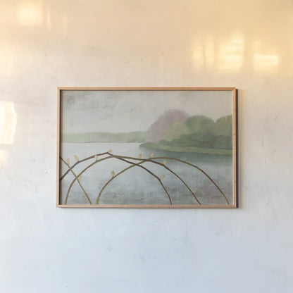 Nonquit Pond in May by Kathrine Lovell. shown as a paper print in a natural frame. Available as a archival giclee rolled canvas, fine art paper, or poster print. SKU 58645i.