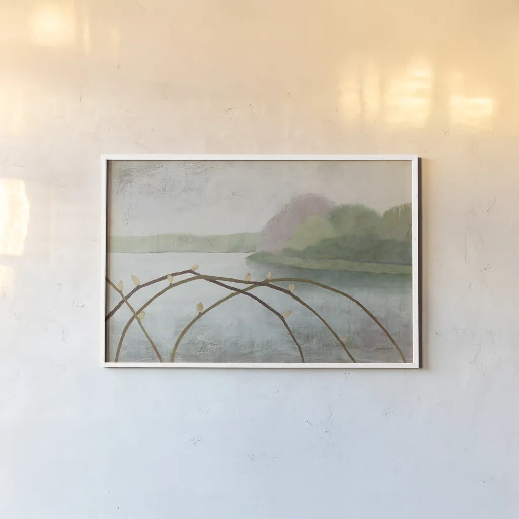 Nonquit Pond in May by Kathrine Lovell. shown as a paper print in a white frame. Available as a archival giclee rolled canvas, fine art paper, or poster print. SKU 58645i.