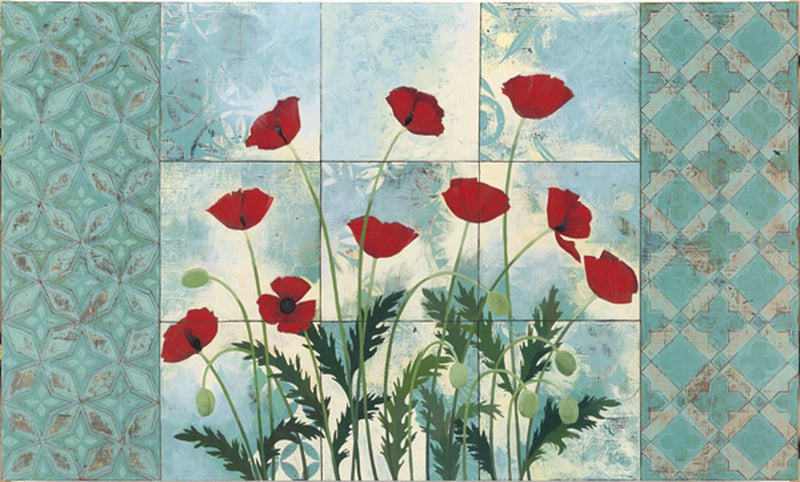 Patterned Poppies Blue by Kathrine Lovell
