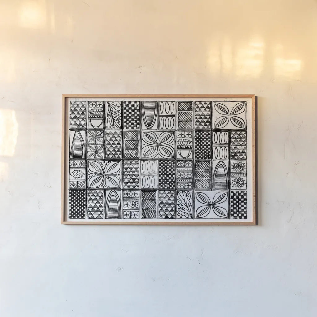 Patterns of the Amazon II BW by Kathrine Lovell. shown as a paper print in a natural frame. Available as a archival giclee rolled canvas, fine art paper, or poster print. SKU 32714i.