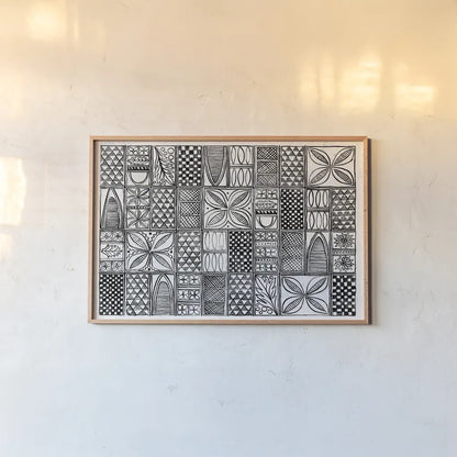 Patterns of the Amazon II BW by Kathrine Lovell. shown as a paper print in a natural frame. Available as a archival giclee rolled canvas, fine art paper, or poster print. SKU 32714i.
