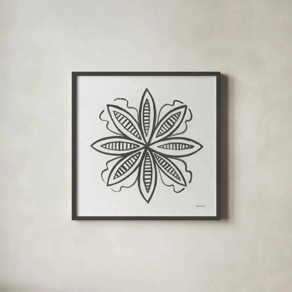 Patterns of the Amazon Icon I by Kathrine Lovell. Shown in a sleek black glass frame for a contemporary gallery look. Available as an archival giclee rolled canvas, fine art paper, or poster print. SKU 37104a.