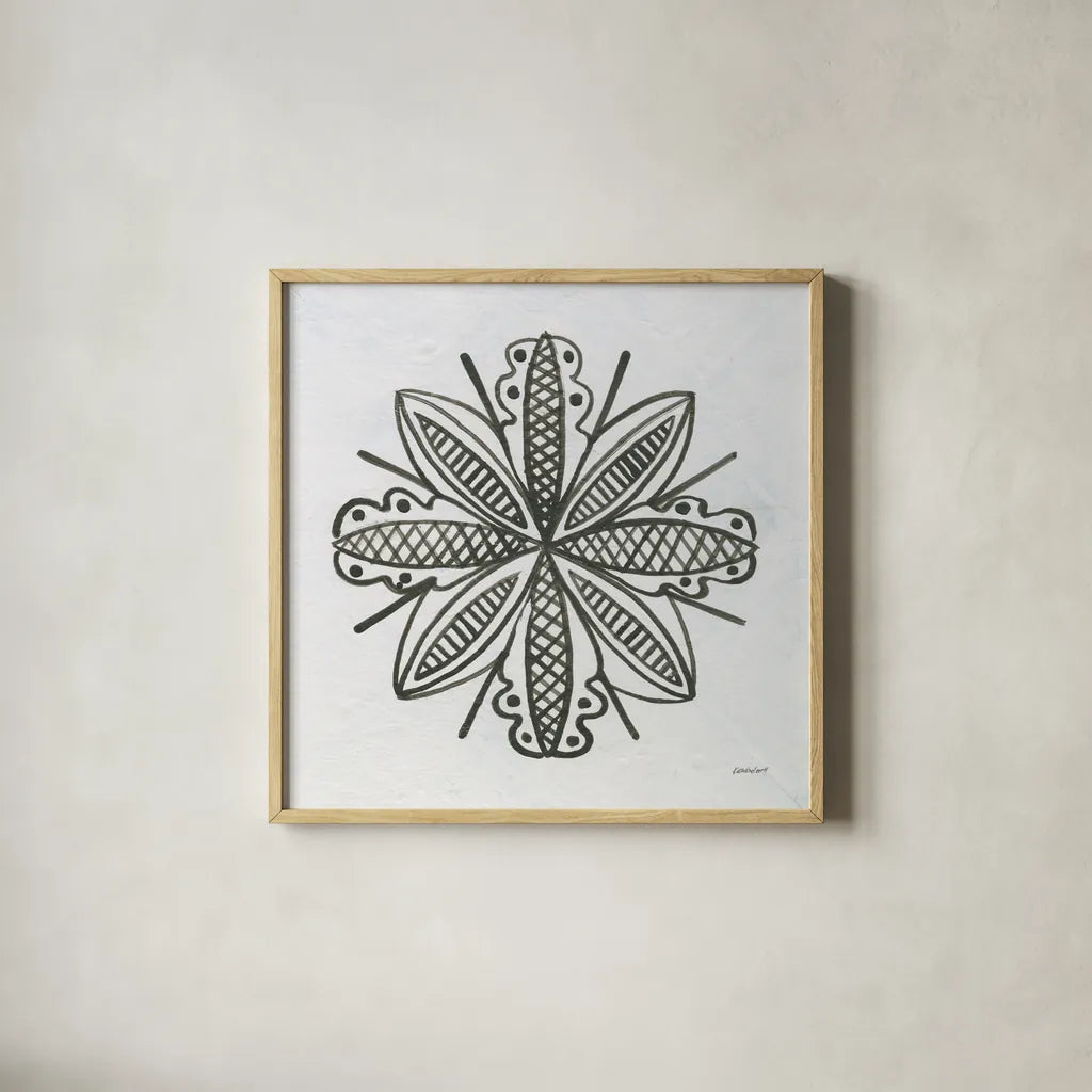 Patterns of the Amazon Icon IV by Kathrine Lovell. Shown in a natural wood glass frame for a timeless modern aesthetic. Available as an archival giclee rolled canvas, fine art paper, or poster print. SKU 37107a.