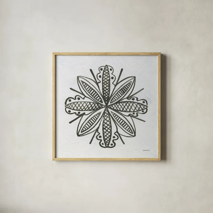 Patterns of the Amazon Icon IV by Kathrine Lovell. Shown in a natural wood glass frame for a timeless modern aesthetic. Available as an archival giclee rolled canvas, fine art paper, or poster print. SKU 37107a.