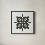 Patterns of the Amazon Icon VI by Kathrine Lovell. Shown in a sleek black glass frame for a contemporary gallery look. Available as an archival giclee rolled canvas, fine art paper, or poster print. SKU 37109a.
