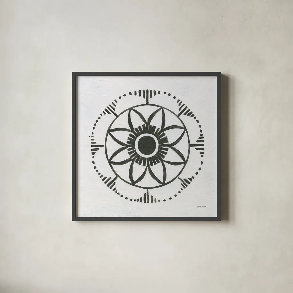 Patterns of the Amazon Icon VII by Kathrine Lovell. Shown in a sleek black glass frame for a contemporary gallery look. Available as an archival giclee rolled canvas, fine art paper, or poster print. SKU 37110a.