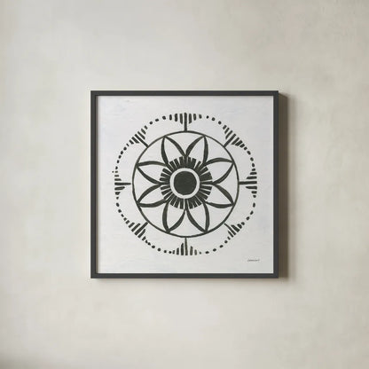 Patterns of the Amazon Icon VII by Kathrine Lovell. Shown in a sleek black glass frame for a contemporary gallery look. Available as an archival giclee rolled canvas, fine art paper, or poster print. SKU 37110a.