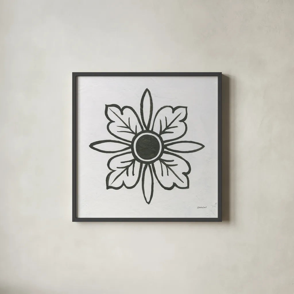 Patterns of the Amazon Icon VIII by Kathrine Lovell. Shown in a sleek black glass frame for a contemporary gallery look. Available as an archival giclee rolled canvas, fine art paper, or poster print. SKU 37111a.