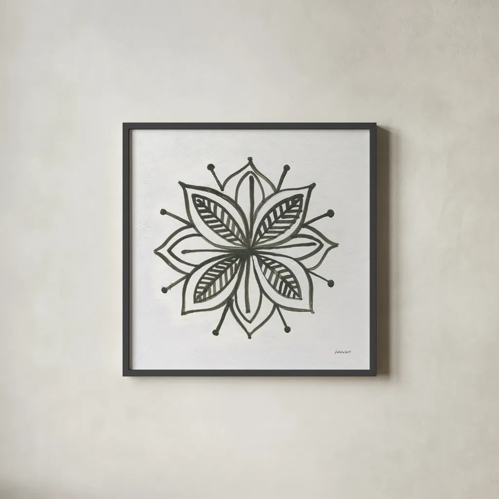 Patterns of the Amazon Icon XIV by Kathrine Lovell. Shown in a sleek black glass frame for a contemporary gallery look. Available as an archival giclee rolled canvas, fine art paper, or poster print. SKU 37117a.