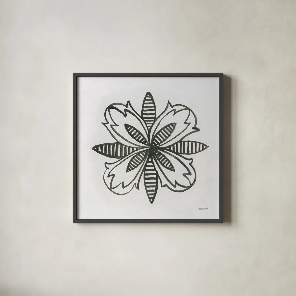 Patterns of the Amazon Icon XVI by Kathrine Lovell. Shown in a sleek black glass frame for a contemporary gallery look. Available as an archival giclee rolled canvas, fine art paper, or poster print. SKU 37119a.