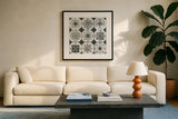 Patterns of the Amazon XX by Kathrine Lovell. Displayed in a glass frame with matte in a clean modern living room. Available as an archival giclee rolled canvas, fine art paper, or poster print. SKU 37702a.