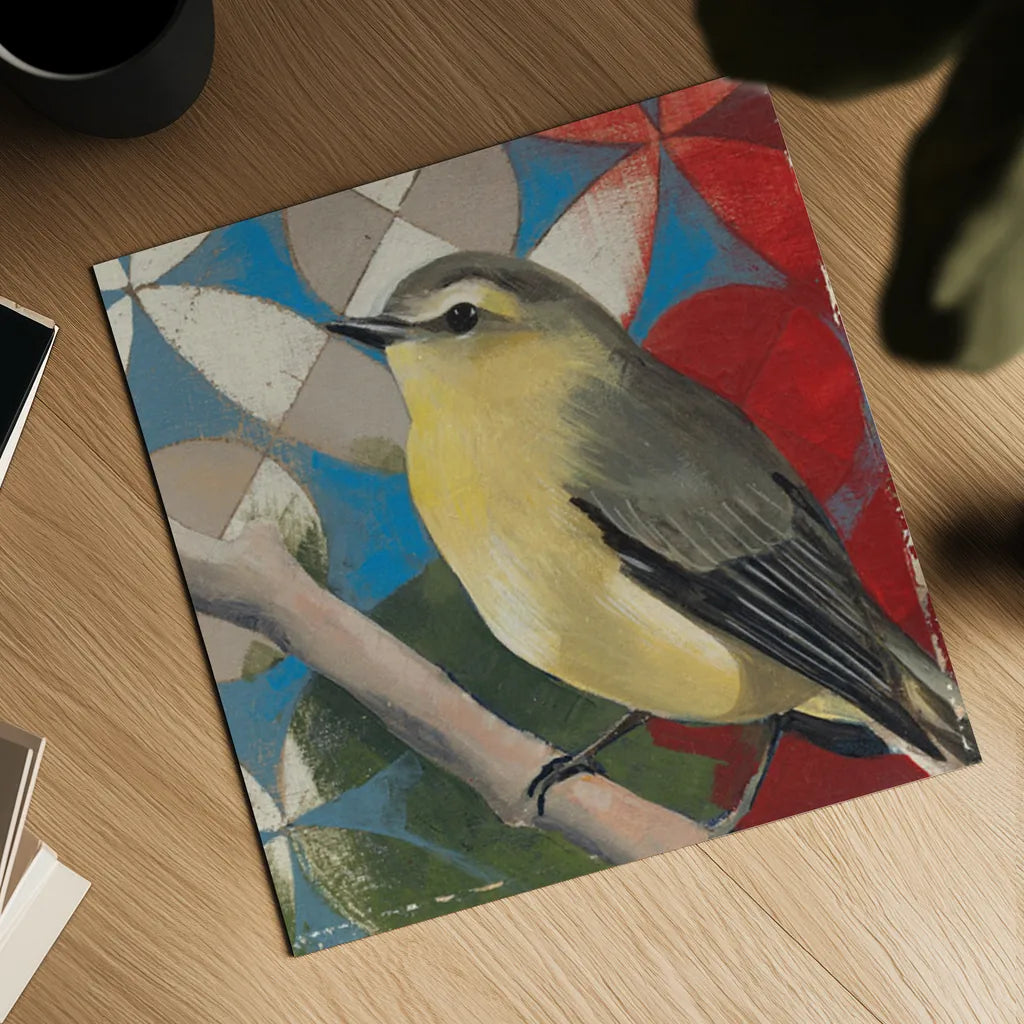 Philadelphia Vireo by Kathrine Lovell. Shown as a detailed flat fine art print, highlighting archival giclee quality. Available as an archival giclee rolled canvas, fine art paper, or poster print. SKU 43540a.