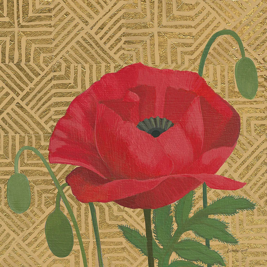 Poppy with Pattern by Kathrine Lovell. SKU 29734a. Archival Giclee Fine art print for wall decor.