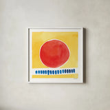 Primary Sunrise I by Kathrine Lovell. Shown in a crisp white glass frame for a clean and minimalist style. Available as an archival giclee rolled canvas, fine art paper, or poster print. SKU 84780a.