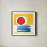 Primary Sunrise II by Kathrine Lovell. Shown in a sleek black glass frame for a contemporary gallery look. Available as an archival giclee rolled canvas, fine art paper, or poster print. SKU 84781a.