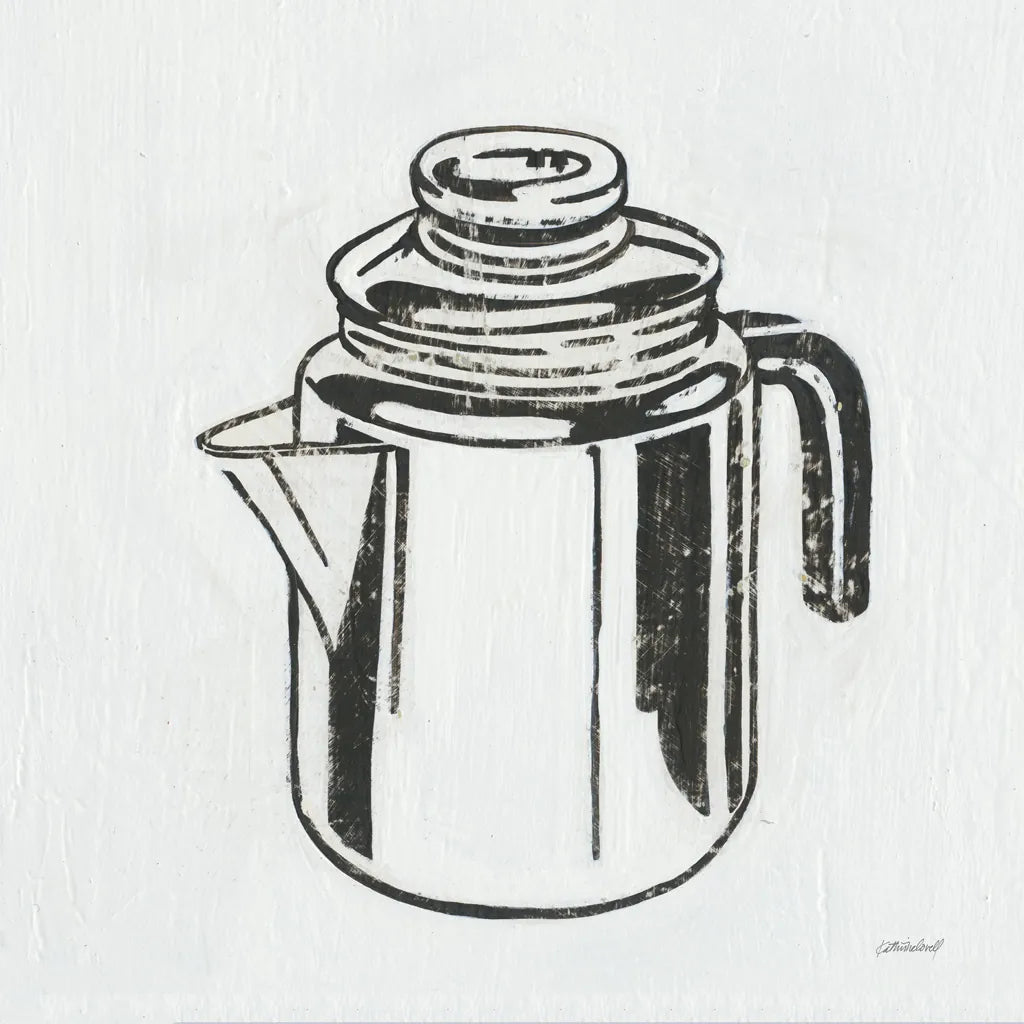 Retro Coffee Pot by Kathrine Lovell. SKU 63205a. Archival Giclee Fine art print for wall decor.