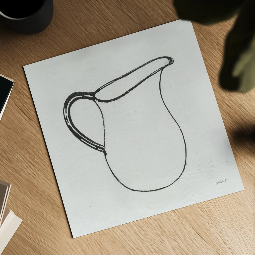 Retro Pitcher by Kathrine Lovell. Shown as a detailed flat fine art print, highlighting archival giclee quality. Available as an archival giclee rolled canvas, fine art paper, or poster print. SKU 63206a.