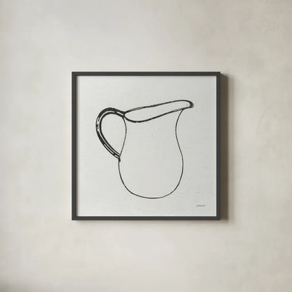 Retro Pitcher by Kathrine Lovell. Shown in a sleek black glass frame for a contemporary gallery look. Available as an archival giclee rolled canvas, fine art paper, or poster print. SKU 63206a.