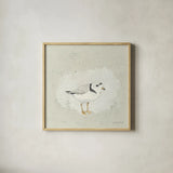 Sea Birds I by Kathrine Lovell. Shown in a natural wood glass frame for a timeless modern aesthetic. Available as an archival giclee rolled canvas, fine art paper, or poster print. SKU 17049a.