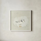 Sea Birds I by Kathrine Lovell. Shown in a crisp white glass frame for a clean and minimalist style. Available as an archival giclee rolled canvas, fine art paper, or poster print. SKU 17049a.