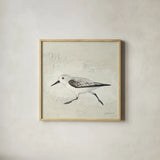Sea Birds II by Kathrine Lovell. Shown in a natural wood glass frame for a timeless modern aesthetic. Available as an archival giclee rolled canvas, fine art paper, or poster print. SKU 17050a.