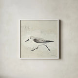 Sea Birds II by Kathrine Lovell. Shown in a crisp white glass frame for a clean and minimalist style. Available as an archival giclee rolled canvas, fine art paper, or poster print. SKU 17050a.