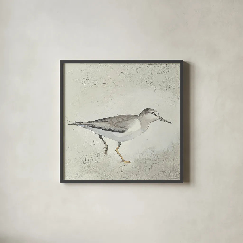 Sea Birds III by Kathrine Lovell. Shown in a sleek black glass frame for a contemporary gallery look. Available as an archival giclee rolled canvas, fine art paper, or poster print. SKU 17051a.