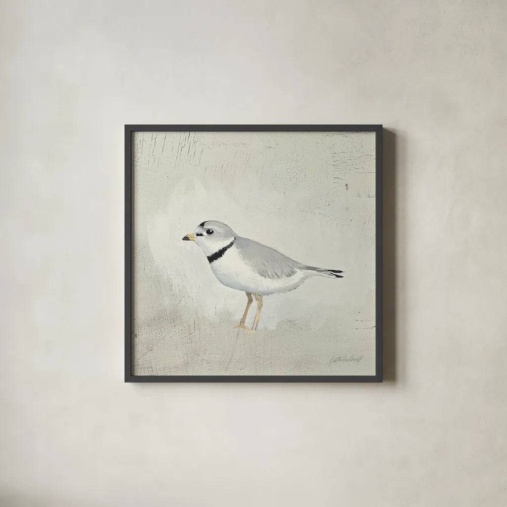 Sea Birds IV by Kathrine Lovell. Shown in a sleek black glass frame for a contemporary gallery look. Available as an archival giclee rolled canvas, fine art paper, or poster print. SKU 17052a.