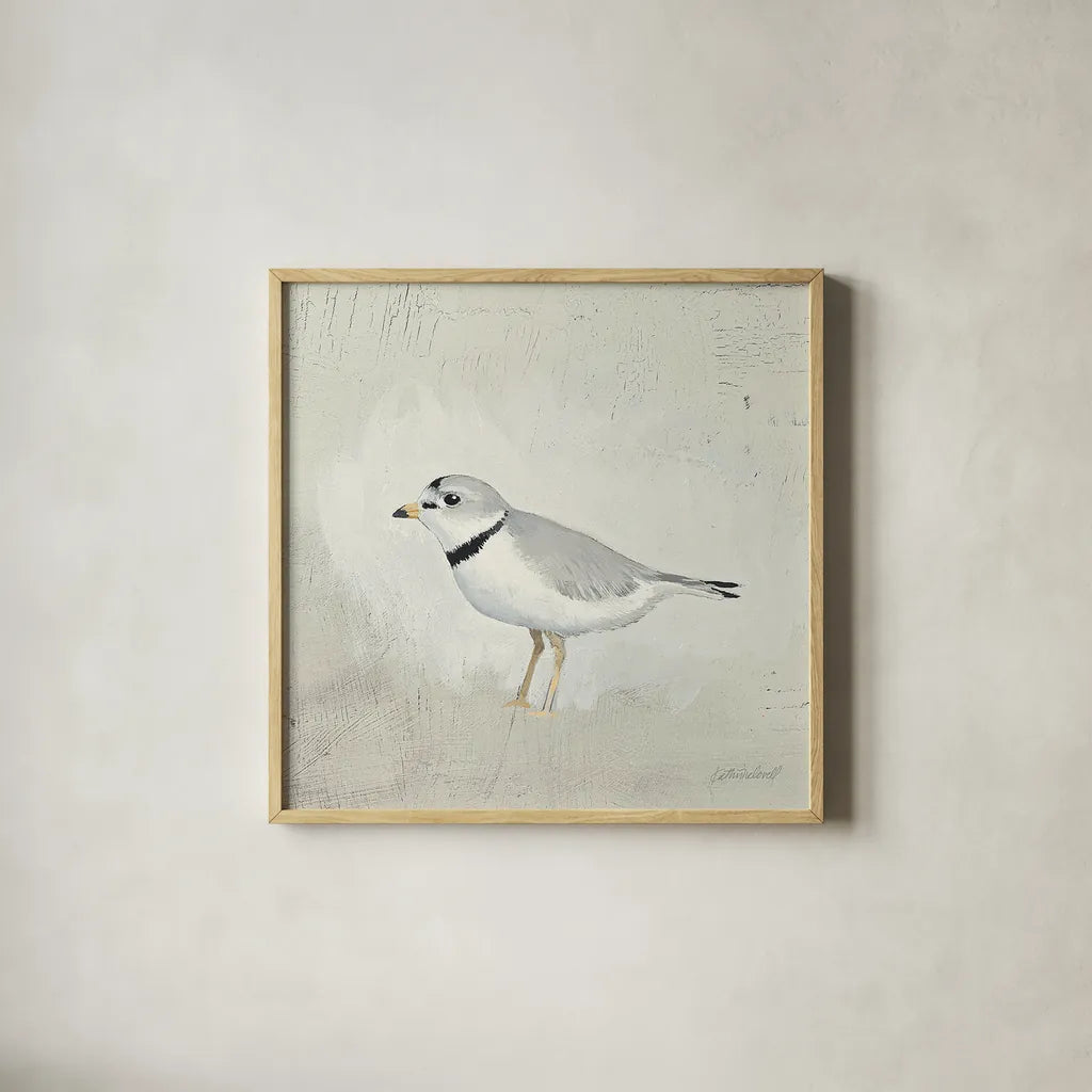 Sea Birds IV by Kathrine Lovell. Shown in a natural wood glass frame for a timeless modern aesthetic. Available as an archival giclee rolled canvas, fine art paper, or poster print. SKU 17052a.