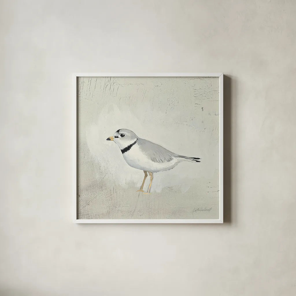 Sea Birds IV by Kathrine Lovell. Shown in a crisp white glass frame for a clean and minimalist style. Available as an archival giclee rolled canvas, fine art paper, or poster print. SKU 17052a.