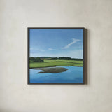 Seapowet Marsh by Kathrine Lovell. Shown in a sleek black glass frame for a contemporary gallery look. Available as an archival giclee rolled canvas, fine art paper, or poster print. SKU 58638a.