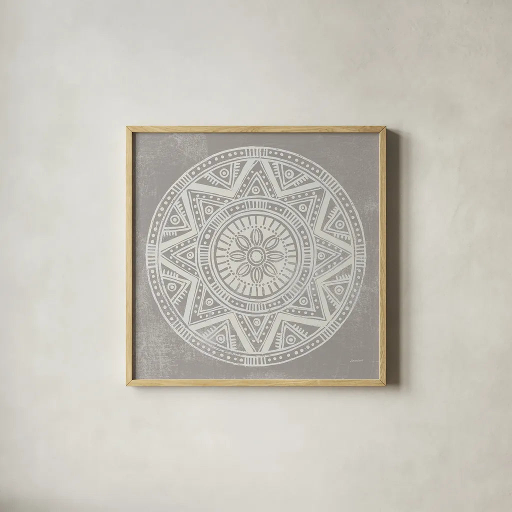 Seville I FB Greige by Kathrine Lovell. Shown in a natural wood glass frame for a timeless modern aesthetic. Available as an archival giclee rolled canvas, fine art paper, or poster print. SKU 33320a.