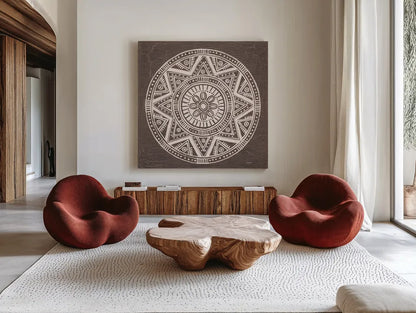 Seville I FB Spice by Kathrine Lovell. Shown as extra-large giant wall art in a modern living room. Available as an archival giclee rolled canvas, fine art paper, or poster print. SKU 33796a.
