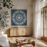 Seville II by Kathrine Lovell. Shown in a natural wood frame in a cozy modern living room. Available as an archival giclee rolled canvas, fine art paper, or poster print. SKU 30955a.