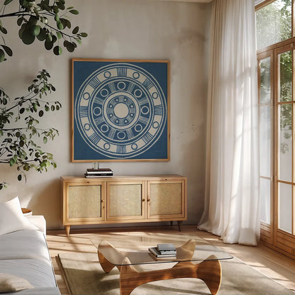 Seville II by Kathrine Lovell. Shown in a natural wood frame in a cozy modern living room. Available as an archival giclee rolled canvas, fine art paper, or poster print. SKU 30955a.