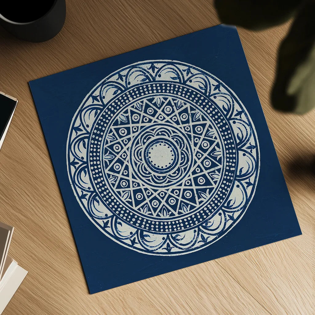 Seville III Dark Blue FB by Kathrine Lovell. Shown as a detailed flat fine art print, highlighting archival giclee quality. Available as an archival giclee rolled canvas, fine art paper, or poster print. SKU 31912a.