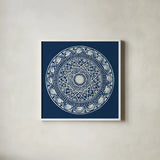 Seville III Dark Blue FB by Kathrine Lovell. Shown in a crisp white glass frame for a clean and minimalist style. Available as an archival giclee rolled canvas, fine art paper, or poster print. SKU 31912a.