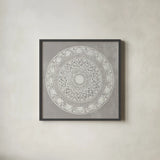 Seville III FB Greige by Kathrine Lovell. Shown in a sleek black glass frame for a contemporary gallery look. Available as an archival giclee rolled canvas, fine art paper, or poster print. SKU 33322a.