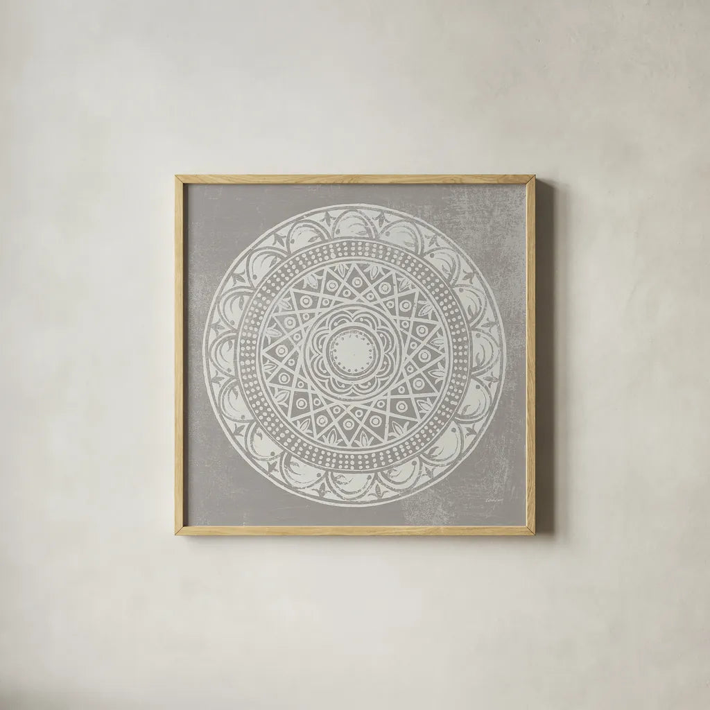 Seville III FB Greige by Kathrine Lovell. Shown in a natural wood glass frame for a timeless modern aesthetic. Available as an archival giclee rolled canvas, fine art paper, or poster print. SKU 33322a.