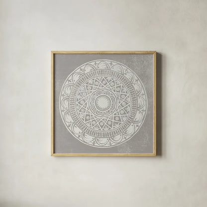 Seville III FB Greige by Kathrine Lovell. Shown in a natural wood glass frame for a timeless modern aesthetic. Available as an archival giclee rolled canvas, fine art paper, or poster print. SKU 33322a.