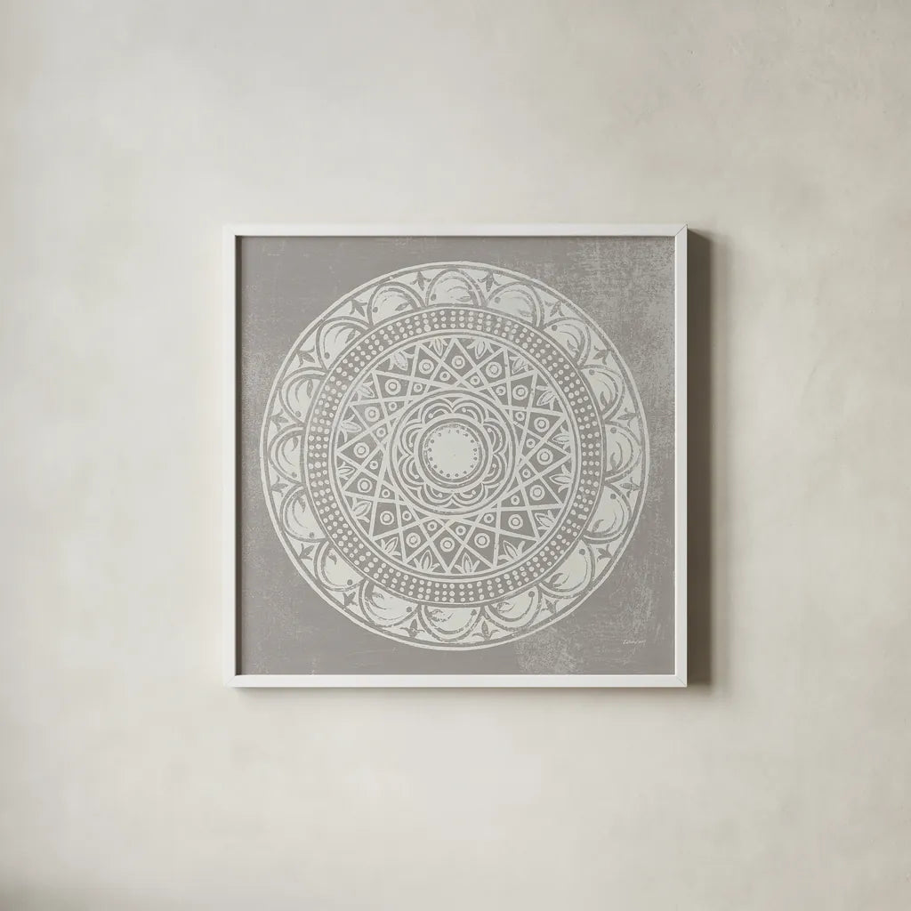 Seville III FB Greige by Kathrine Lovell. Shown in a crisp white glass frame for a clean and minimalist style. Available as an archival giclee rolled canvas, fine art paper, or poster print. SKU 33322a.