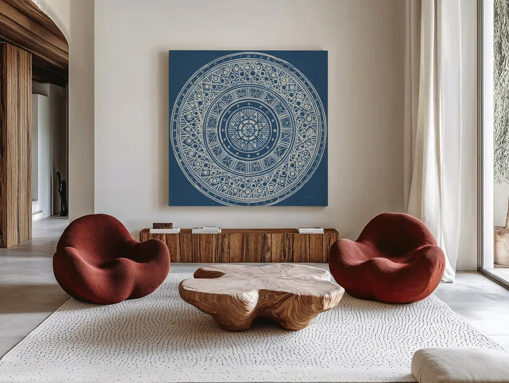 Seville IV by Kathrine Lovell. Shown as extra-large giant wall art in a modern living room. Available as an archival giclee rolled canvas, fine art paper, or poster print. SKU 30957a.