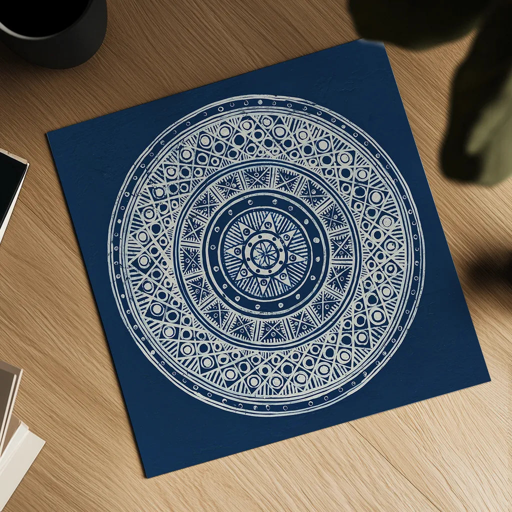 Seville IV Dark Blue FB by Kathrine Lovell. Shown as a detailed flat fine art print, highlighting archival giclee quality. Available as an archival giclee rolled canvas, fine art paper, or poster print. SKU 31913a.