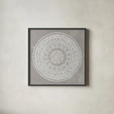 Seville IV FB Greige by Kathrine Lovell. Shown in a sleek black glass frame for a contemporary gallery look. Available as an archival giclee rolled canvas, fine art paper, or poster print. SKU 33323a.